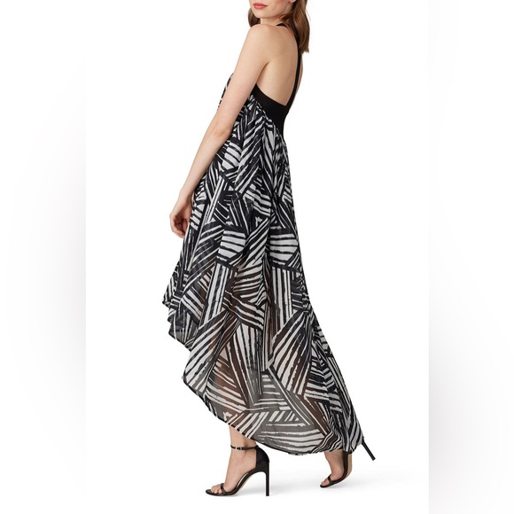 TOCCIN Black & White High-Low Chiffon Maxi Dress $695 Designer Resort Gown - Picture 3 of 6